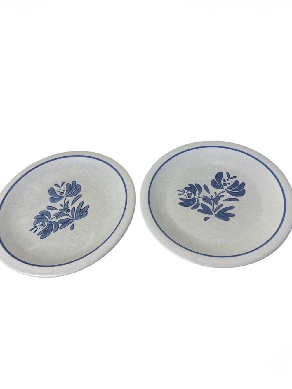 Pfaltzgraff Yorktowne Dinner Plates Set of 2 Blue Floral Stoneware Made in USA